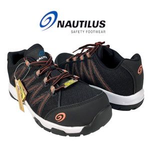 Nautilus Women’s 10 Safety Work Shoes Black Orange Composite Toe‎